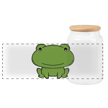 Grenouille Verte Joyeuse - Crapaud de dessin animé Kawaii mignon - Boîte à biscuits avec couvercle en bois - blanc - Devant