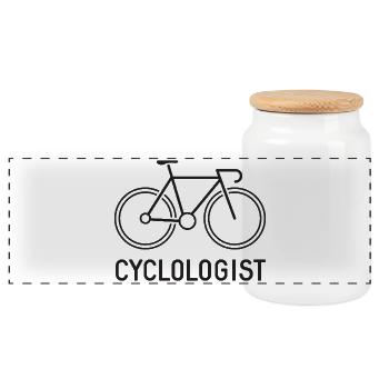 cyclologue - Boîte à biscuits avec couvercle en bois - blanc - Devant