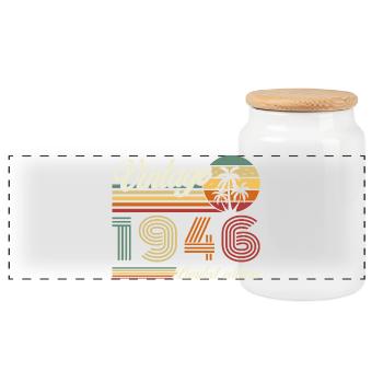 1946 Vintage Rétro Cadeau D'anniversaire - Boîte à biscuits avec couvercle en bois - blanc - Devant