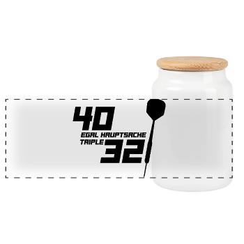 Darts, Darts, Egal Hauptsache Triple - Panoramic Cookie Jar with Wooden Lid - white - Front