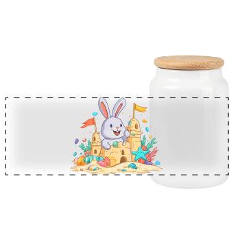 Un lapin d’été dans la basse à sable - Boîte à biscuits avec couvercle en bois - blanc - Devant