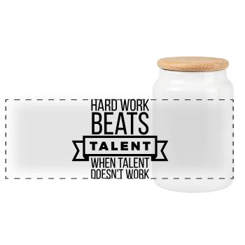 Le travail acharné bat le talent - Motivation Black - Boîte à biscuits avec couvercle en bois - blanc - Devant
