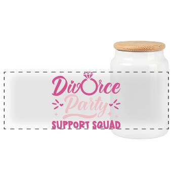 Divorce Party Gift Humor Friends Breakup Party - Panoramic Cookie Jar with Wooden Lid - white - Front