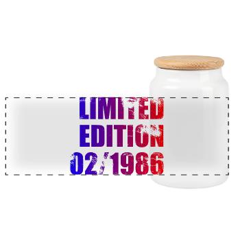 40. Geburtstag Limited Edition 02/1986 - Panorama Keksdose mit Holzdeckel - Weiß - Vorne