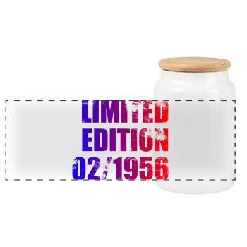 70th Birthday Limited Edition 02/1956 - Panoramic Cookie Jar with Wooden Lid - white - Front