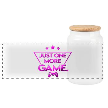Just_one_more_game_-_gameplayerin - Panorama Keksdose mit Holzdeckel - Weiß - Vorne