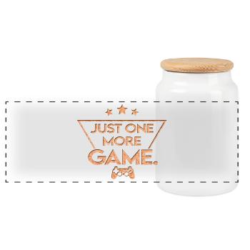 Just_one_more_game_-_retro_style_ - Panorama Keksdose mit Holzdeckel - Weiß - Vorne