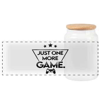 Just_one_more_game_-_schwarz_ - Panorama Keksdose mit Holzdeckel - Weiß - Vorne