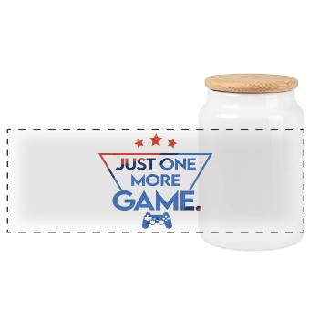 Just_one_more_game_-_retro_style - Panorama Keksdose mit Holzdeckel - Weiß - Vorne