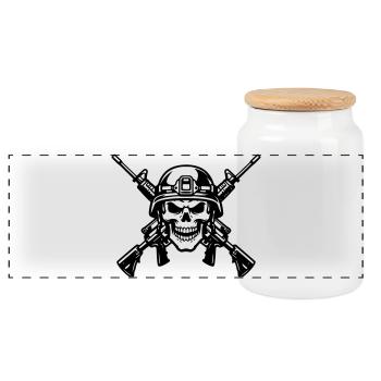 War - Panoramic Cookie Jar with Wooden Lid - white - Front