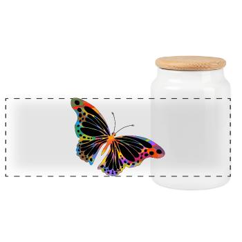 Schmetterling - Panorama Keksdose mit Holzdeckel - Weiß - Vorne