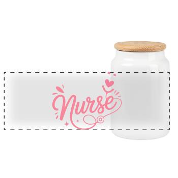 Reha Nurse Stethoskop-Design - Panorama Keksdose mit Holzdeckel - Weiß - Vorne