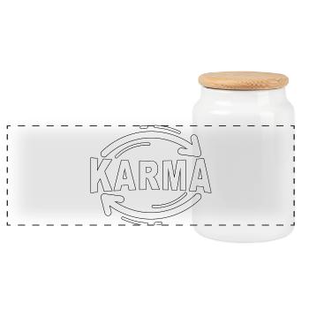 Karma - Minimalistisches Statement Design - Panorama Keksdose mit Holzdeckel - Weiß - Vorne