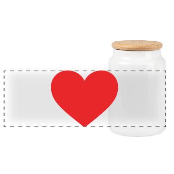 Red Heart – Minimalist Heart Icon - Panoramic Cookie Jar with Wooden Lid - white - Front