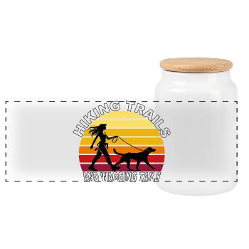 Hiking Trails and Wagging Tails Retro - Panorama Keksdose mit Holzdeckel - Weiß - Vorne