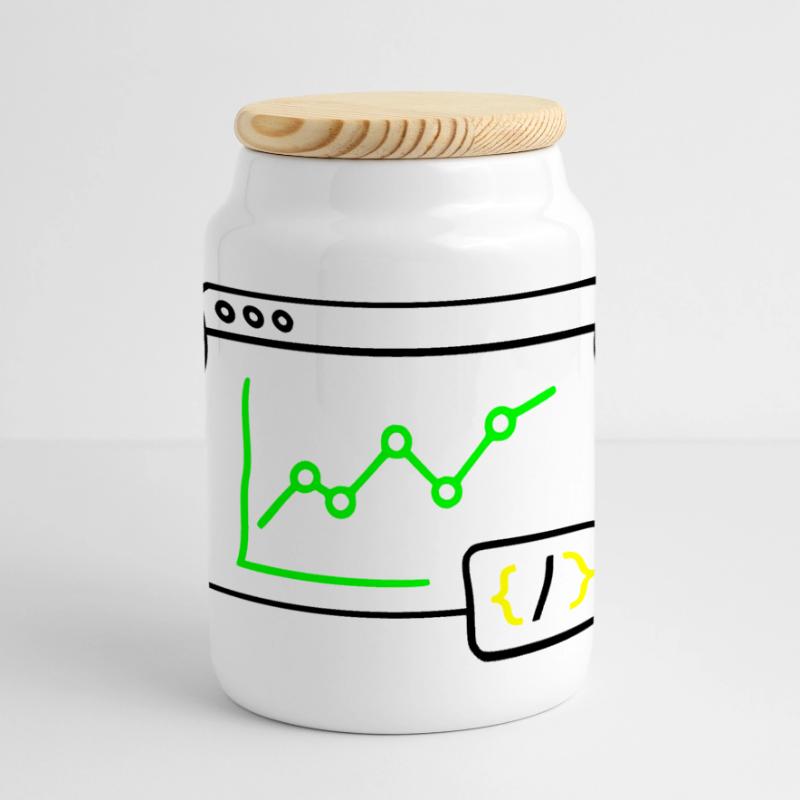 Web Analyse Chart Coding Browser Vektor Panorama Keksdose mit Holzdeckel