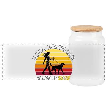 Diva Catwalk - Watch Us Shine Retro - Panorama Keksdose mit Holzdeckel - Weiß - Vorne