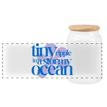 Une petite ondulation dans un océan orageux (lavande) - Boîte à biscuits avec couvercle en bois - blanc - Devant
