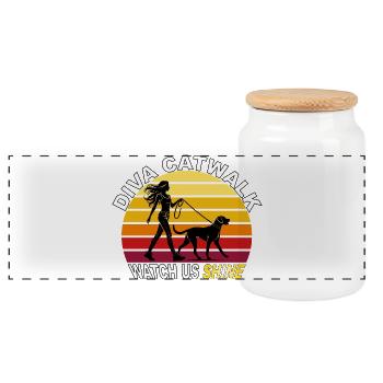 Diva Catwalk - Watch Us Shine Retro - Panorama Keksdose mit Holzdeckel - Weiß - Vorne