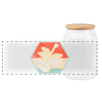 Hawaiian Ukulele Uke Retro Vintage - Panoramic Cookie Jar with Wooden Lid - white - Front