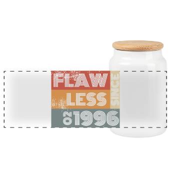 30th Birthday Flawless since 02/1996 - Panoramic Cookie Jar with Wooden Lid - white - Front