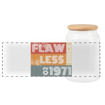 55th Birthday Flawless since 02/1971 - Panoramic Cookie Jar with Wooden Lid - white - Front