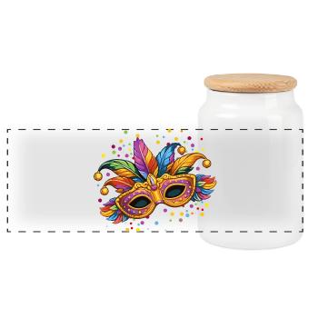 Masque de carnaval coloré – motif élégant de carnaval - Boîte à biscuits avec couvercle en bois - blanc - Devant