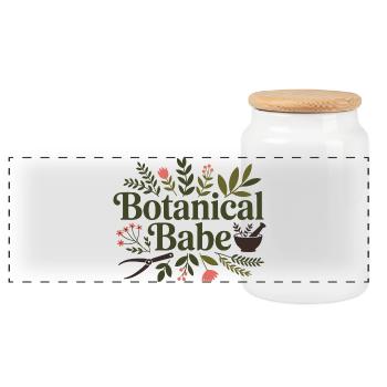 Kräuterkundige Botanische Babe Professionelle Klinik - Panorama Keksdose mit Holzdeckel - Weiß - Vorne