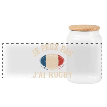 Je Peux Pas J'ai Rugby - Boîte à biscuits avec couvercle en bois - blanc - Devant