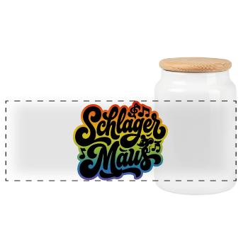 Schlager Maus - Schlagermaus - Schlagermusik - Panorama Keksdose mit Holzdeckel - Weiß - Vorne