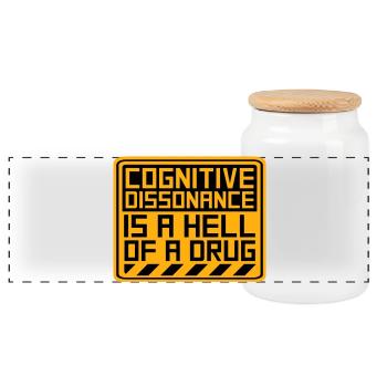 Cognitive Dissonance Is A Hell Of A Drug Spruch - Panorama Keksdose mit Holzdeckel - Weiß - Vorne
