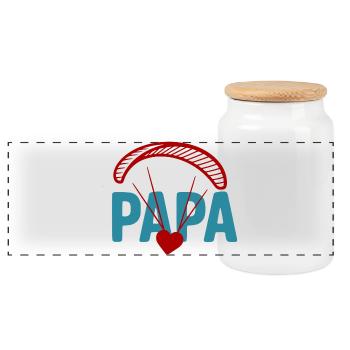 Papa Paragliding Herz - Panorama Keksdose mit Holzdeckel - Weiß - Vorne