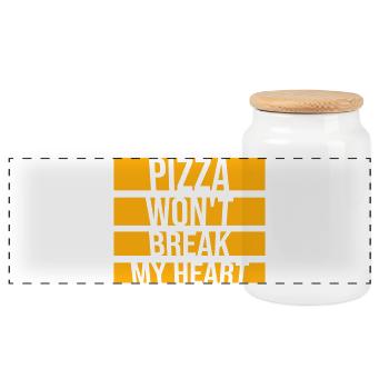 Pizza Won't Break My Heart Food Love Humor - Panoramic Cookie Jar with Wooden Lid - white - Front