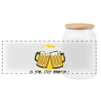 Football tonight it's a match with beers - Panoramic Cookie Jar with Wooden Lid - white - Front