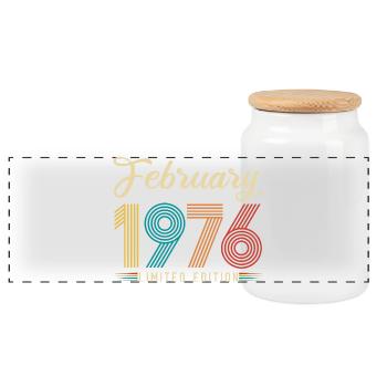 50e Anniversaire Février 1976 50 ans Vintage Rétro - Boîte à biscuits avec couvercle en bois - blanc - Devant
