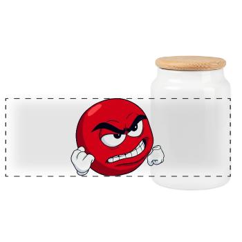 [Your text] Personalize It - Angry Meme Motif - Panoramic Cookie Jar with Wooden Lid - white - Front