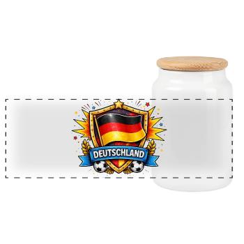 Germany Shield Football Design - Panoramic Cookie Jar with Wooden Lid - white - Front