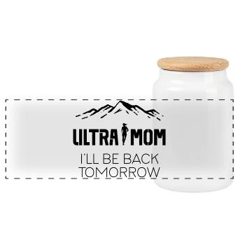 Ultra Mom - I'll Be Back Tomorrow - Panoramic Cookie Jar with Wooden Lid - white - Front