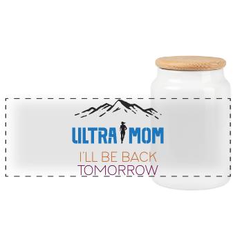Ultra Mom - I'll Be Back Tomorrow - Panoramic Cookie Jar with Wooden Lid - white - Front