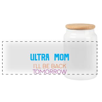 Ultra Mom - I'll Be Back Tomorrow - Panoramic Cookie Jar with Wooden Lid - white - Front