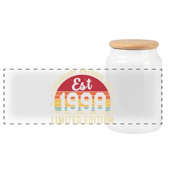 28ème anniversaire - Cadeau Vintage 1998 - Boîte à biscuits avec couvercle en bois - blanc - Devant