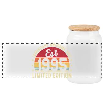 31ème anniversaire - Cadeau Vintage 1995 - Boîte à biscuits avec couvercle en bois - blanc - Devant