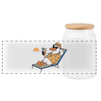 Sunny Beach Penguin Hawaii - Boîte à biscuits avec couvercle en bois - blanc - Devant