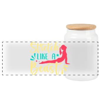Yoga : étirement comme une bête, yoga drôle - Boîte à biscuits avec couvercle en bois - blanc - Devant