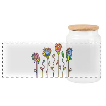 Blumen - Panorama Keksdose mit Holzdeckel - Weiß - Vorne