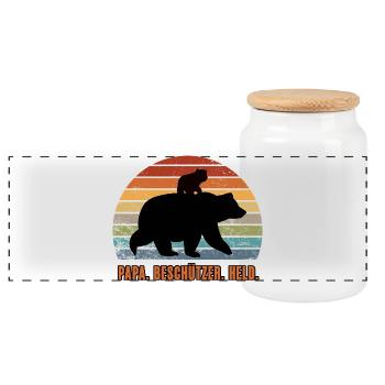 Papa, tu es mon héros, protecteur, papa ours - Boîte à biscuits avec couvercle en bois - blanc - Devant