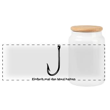 Fishing hacking: "Just shut up" - Panoramic Cookie Jar with Wooden Lid - white - Front