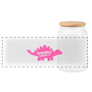 Mommysaur Rex, design drôle de slogan de dinosaure rose - Boîte à biscuits avec couvercle en bois - blanc - Devant