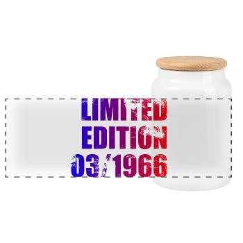 60th Birthday Limited Edition 03/1966 - Panoramic Cookie Jar with Wooden Lid - white - Front