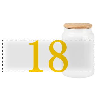 18. 18 JAHRE ALT. 18-JÄHRIGES JUBILÄUM. 18. GEBURTSTAG. - Panorama Keksdose mit Holzdeckel - Weiß - Vorne